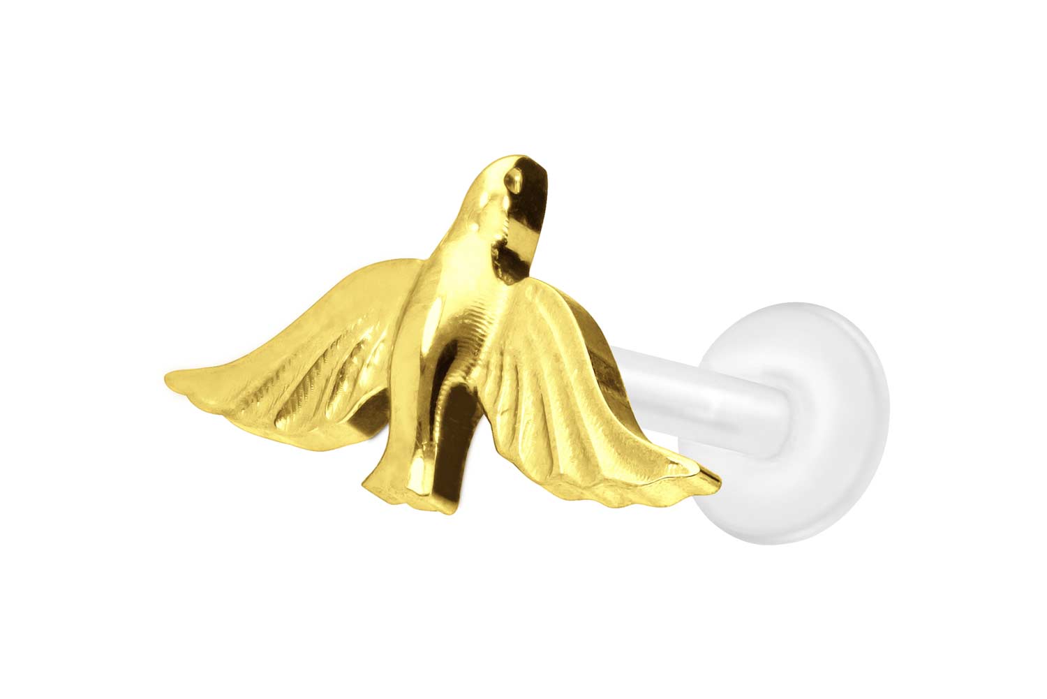 PTFE Labret Piercing mit Innengewinde + Titan-Aufsatz TAUBE